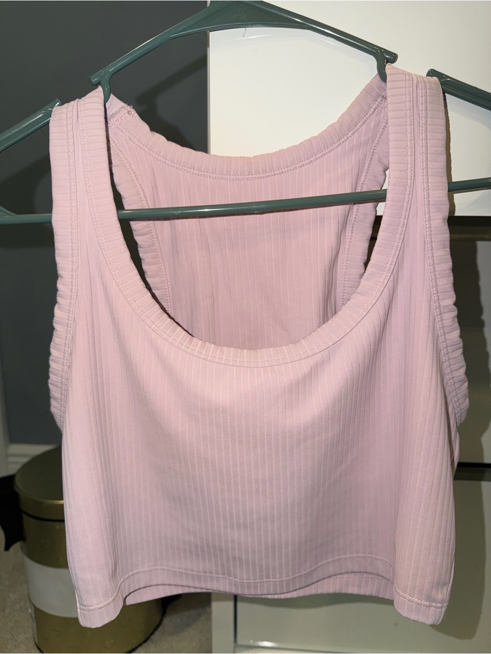 all in motion Light Pink Ribbed Crop Tank/sports bra- S